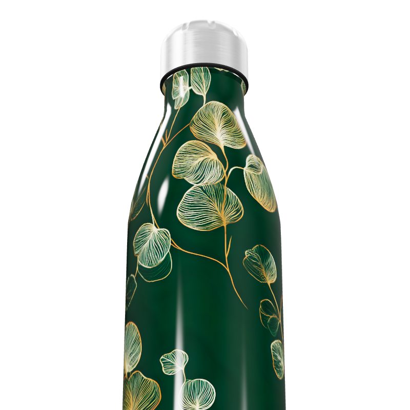 Garrafa Inox - Verde Estampada Folhagem