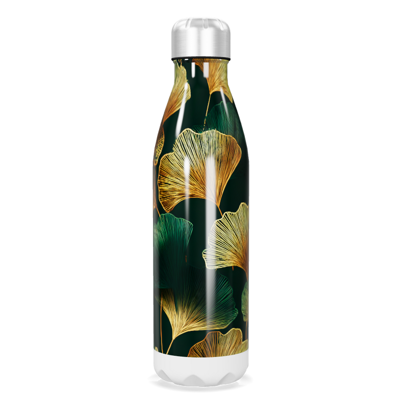 Garrafa Inox - Folhas Verde Dourado