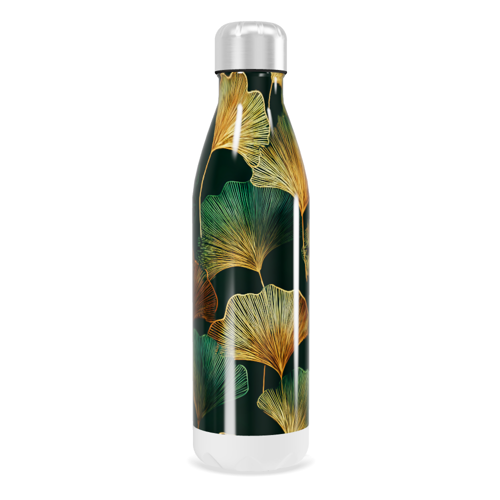 Garrafa Inox - Folhas Verde Dourado