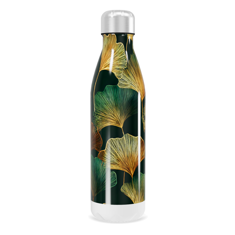 Garrafa Inox - Folhas Verde Dourado