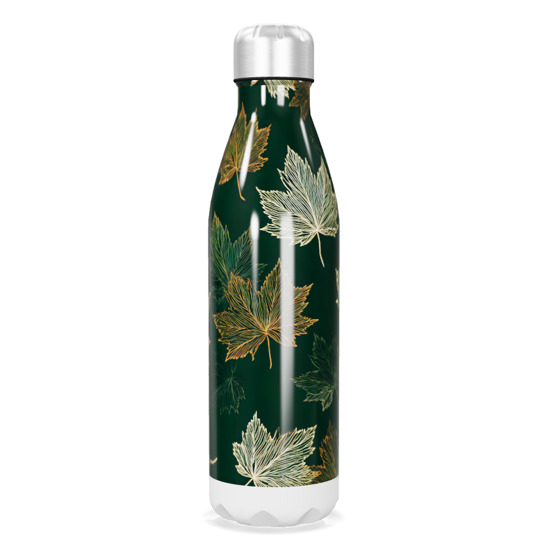 Garrafa Inox Folhas Verde Escuro