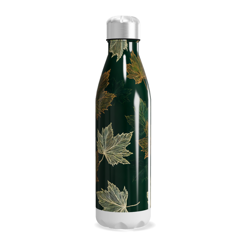 Garrafa Inox Folhas Verde Escuro