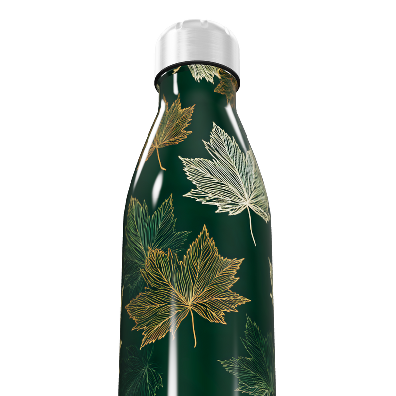 Garrafa Inox Folhas Verde Escuro