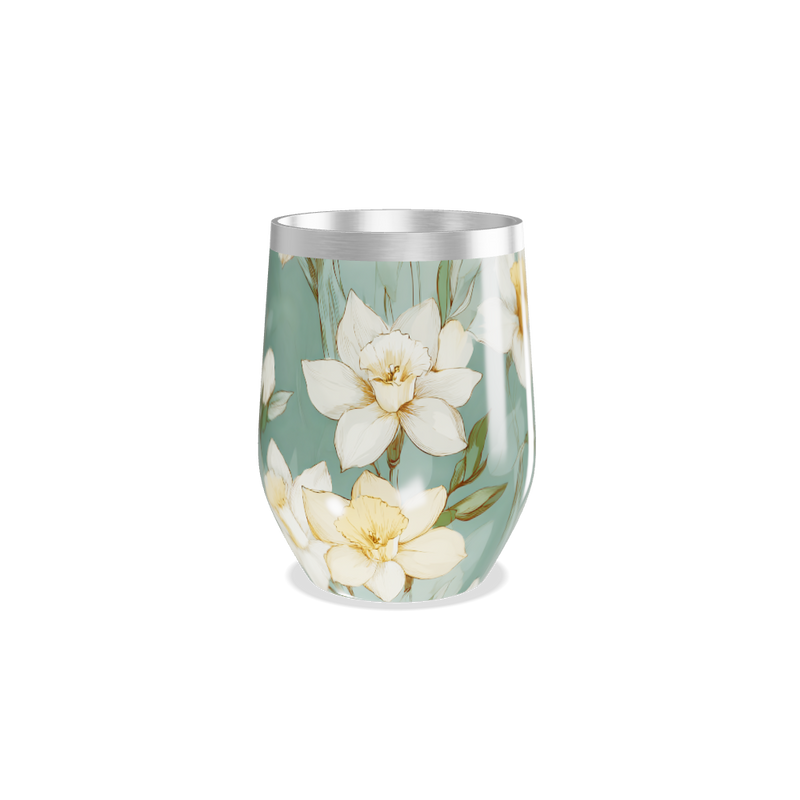 Copo Térmico Slim - Floral Verde Aço Inox