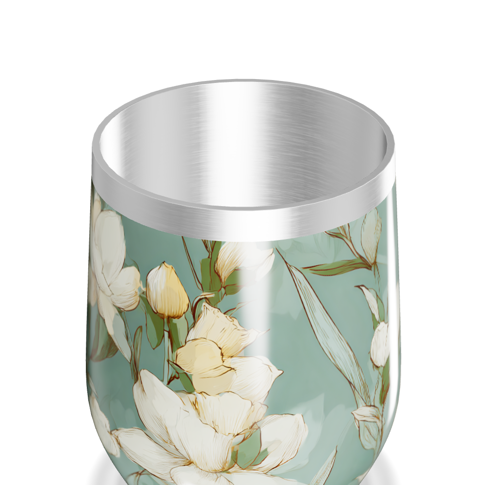 Copo Térmico Slim - Floral Verde Aço Inox