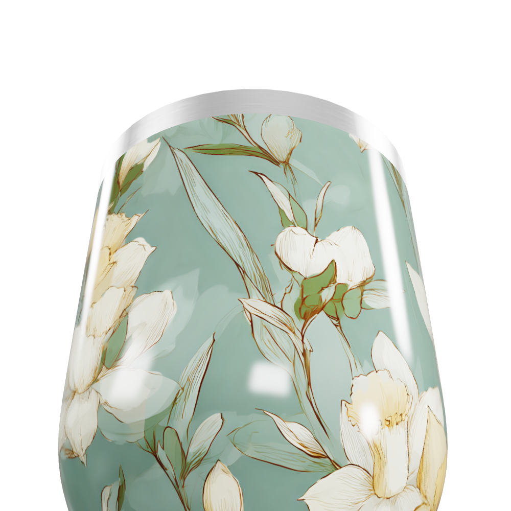 Copo Térmico Slim - Floral Verde Aço Inox