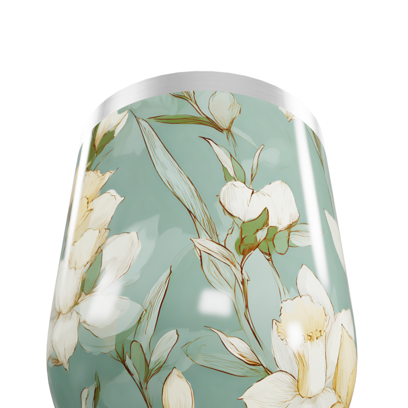 Copo Térmico Slim - Floral Verde Aço Inox