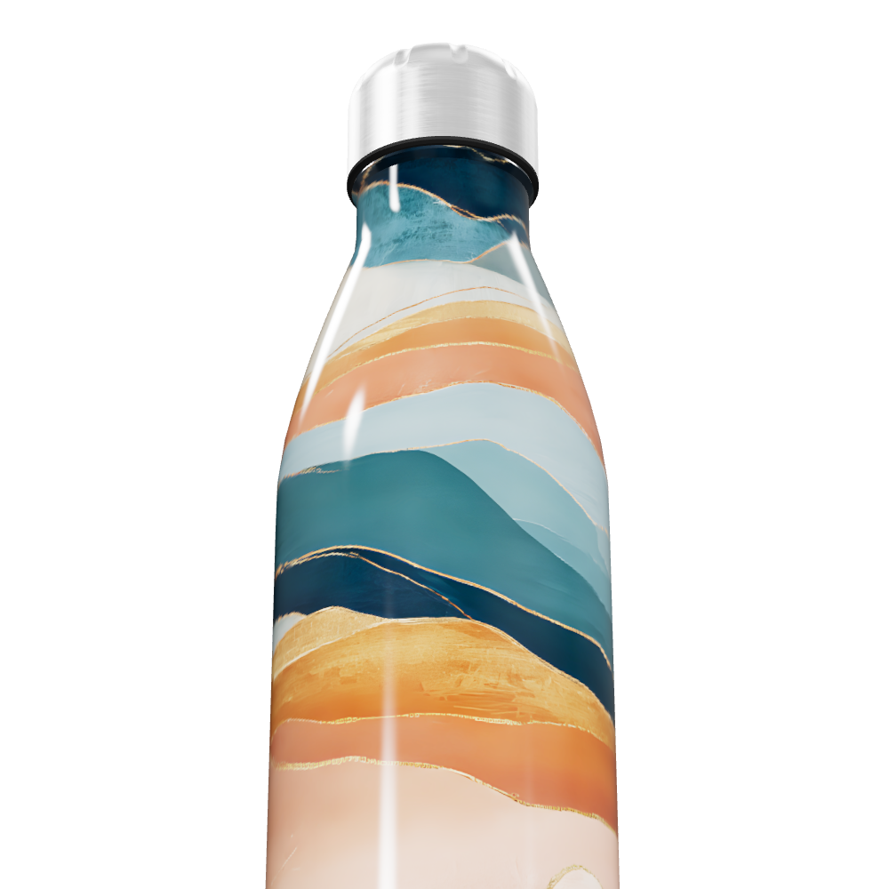 Garrafa Inox - Estampa Ondas Coloridas