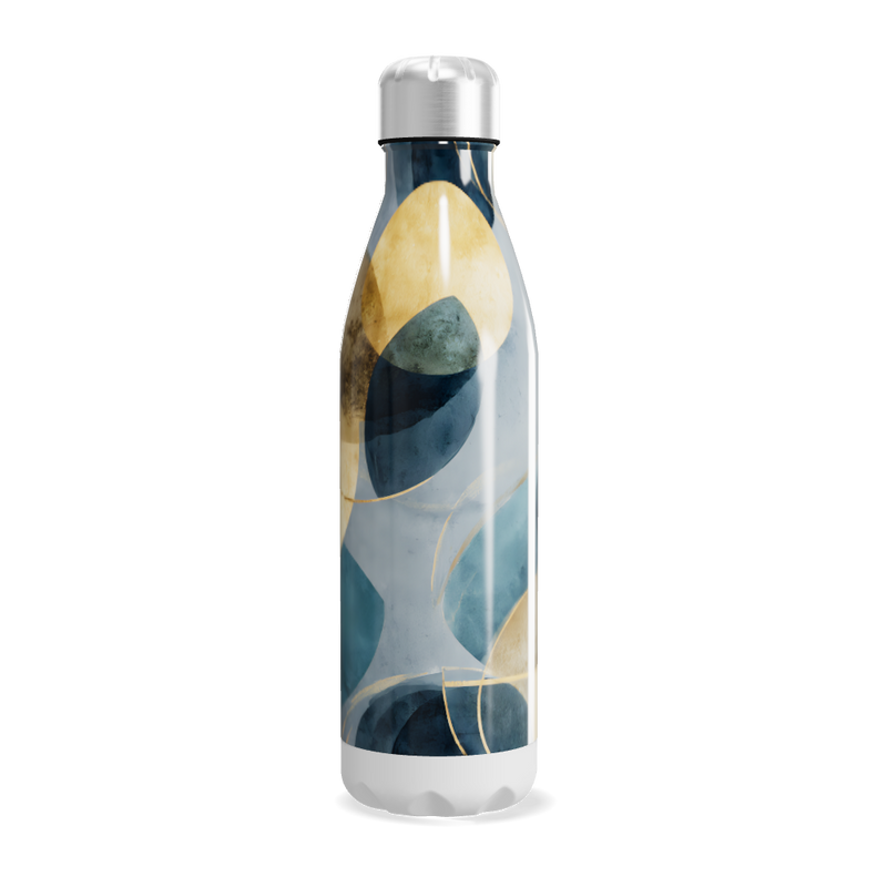 Garrafa Inox Estampada Azul e Dourado