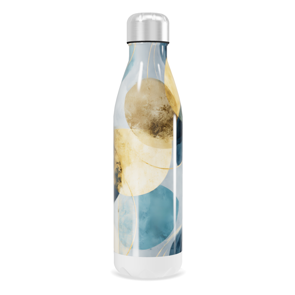 Garrafa Inox Estampada Azul e Dourado