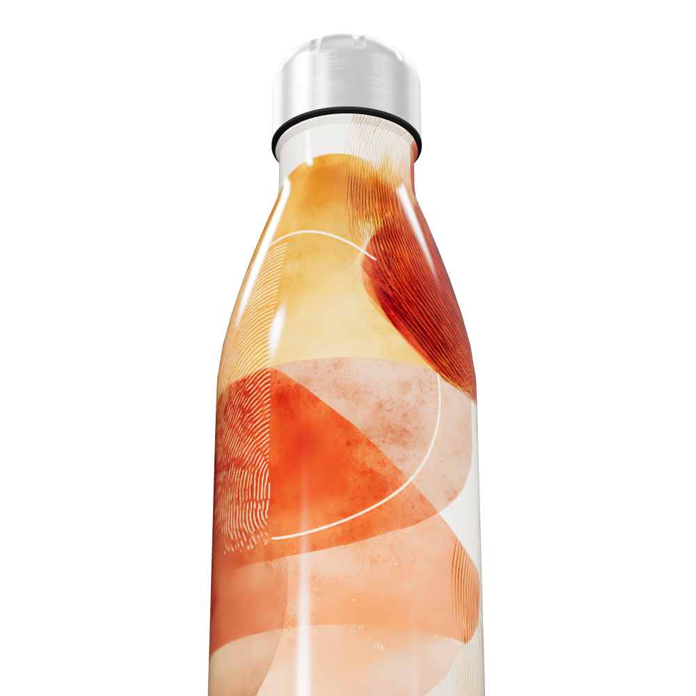 Garrafa Inox - Estampa Abstrata Laranja