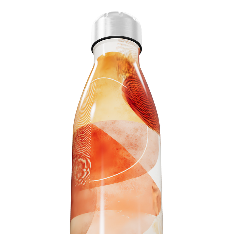 Garrafa Inox - Estampa Abstrata Laranja