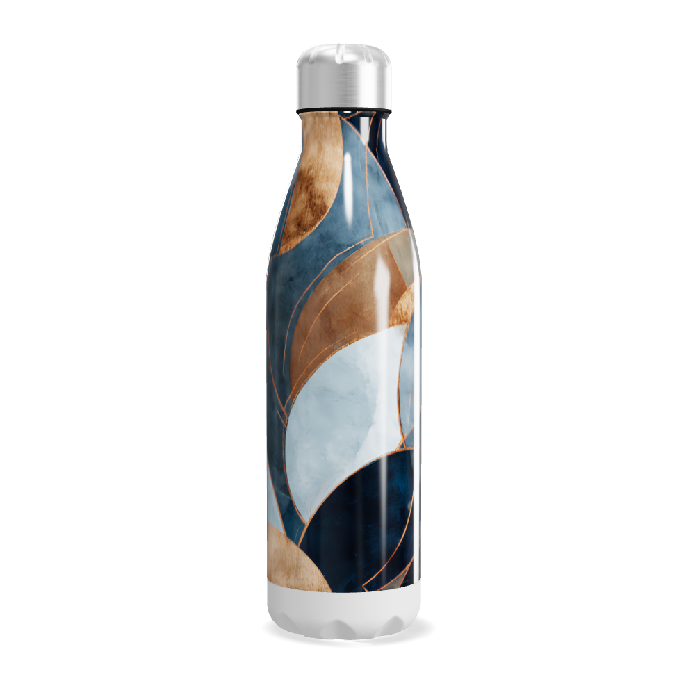 Garrafa Inox - Azul com Estampa Abstrata