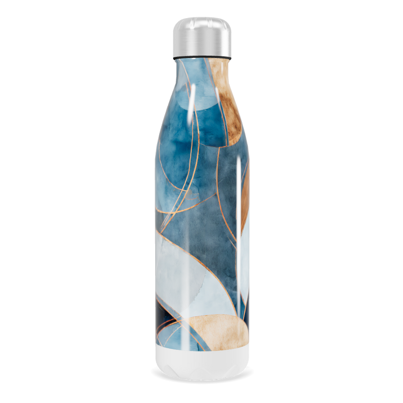 Garrafa Inox - Azul com Estampa Abstrata