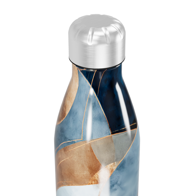 Garrafa Inox - Azul com Estampa Abstrata