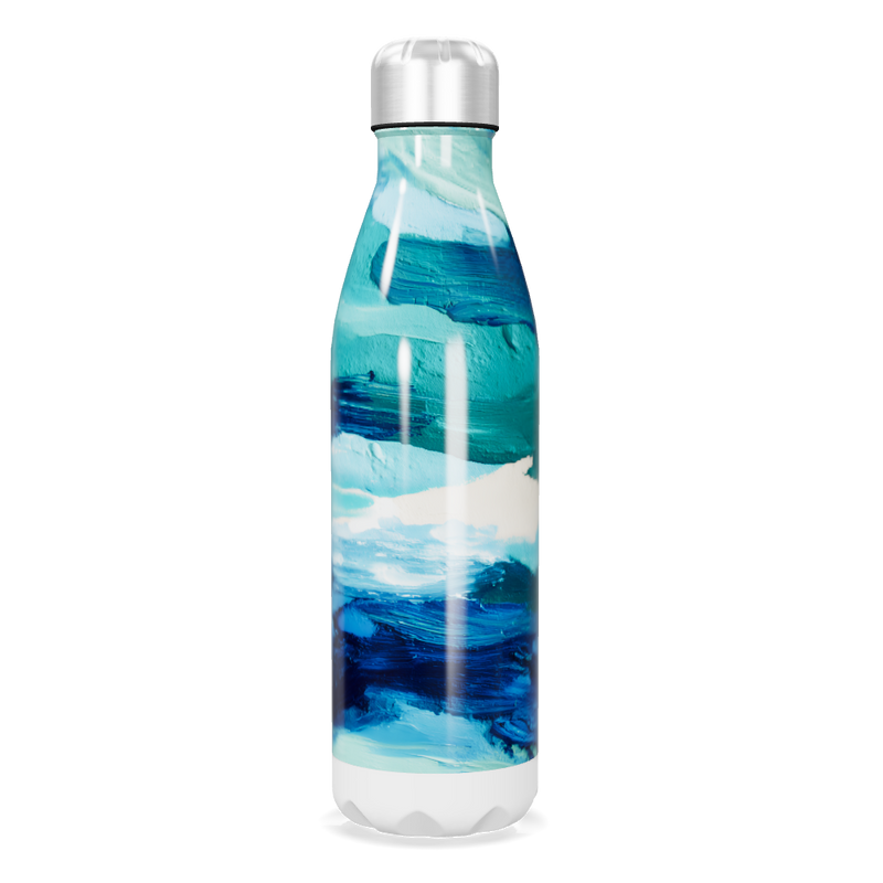 Garrafa Inox - Azul com Estampa Abstrata