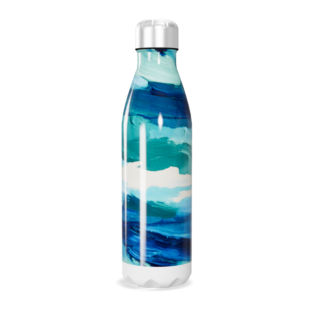 Garrafa Inox - Azul com Estampa Abstrata