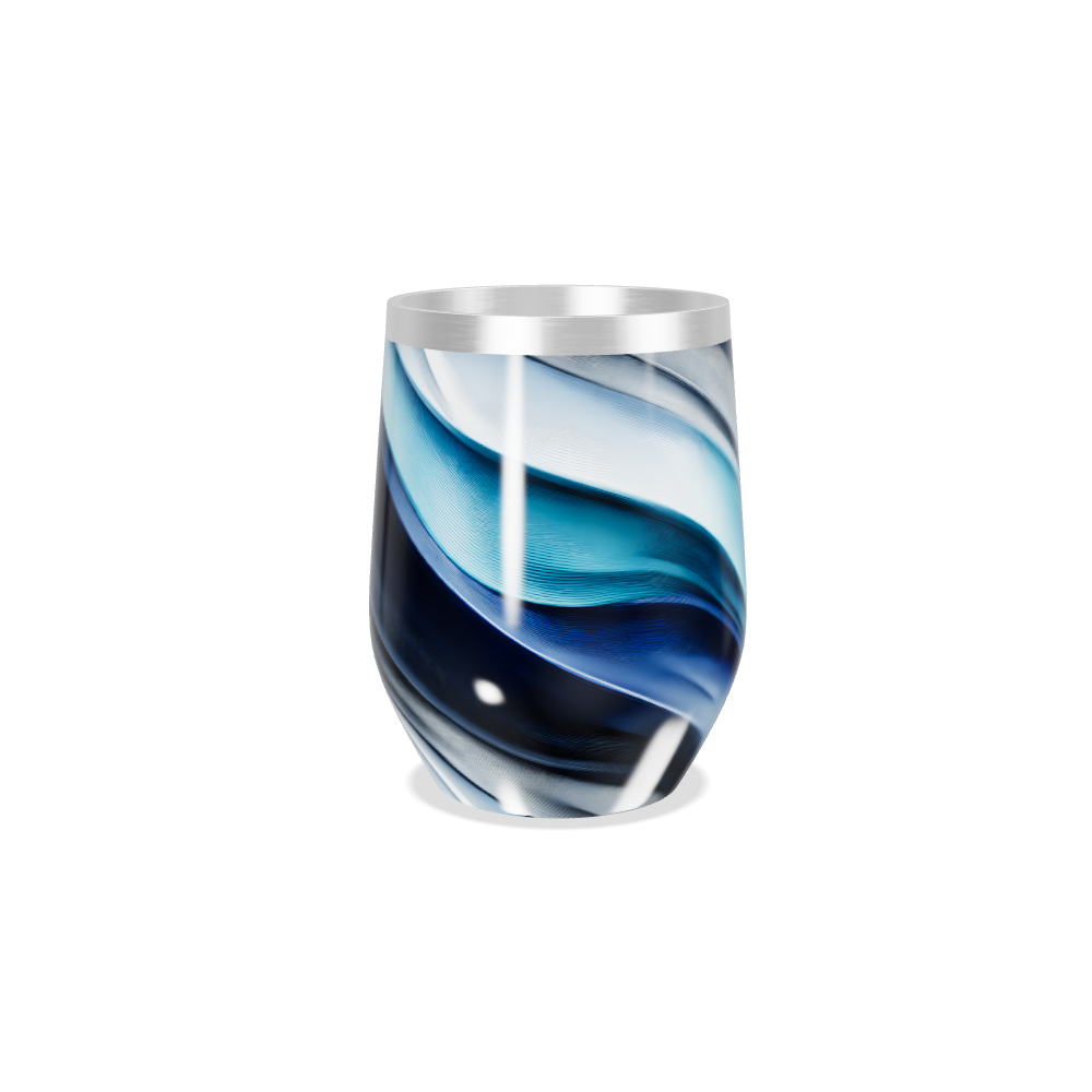 Copo Térmico Slim - Azul com Estampa Ondulada