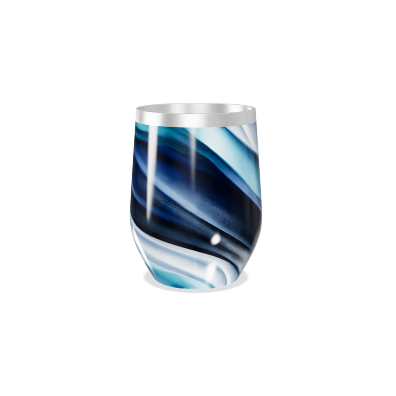 Copo Térmico Slim - Azul com Estampa Ondulada