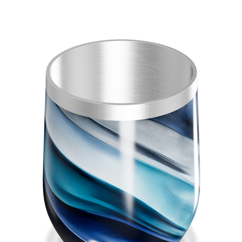 Copo Térmico Slim - Azul com Estampa Ondulada