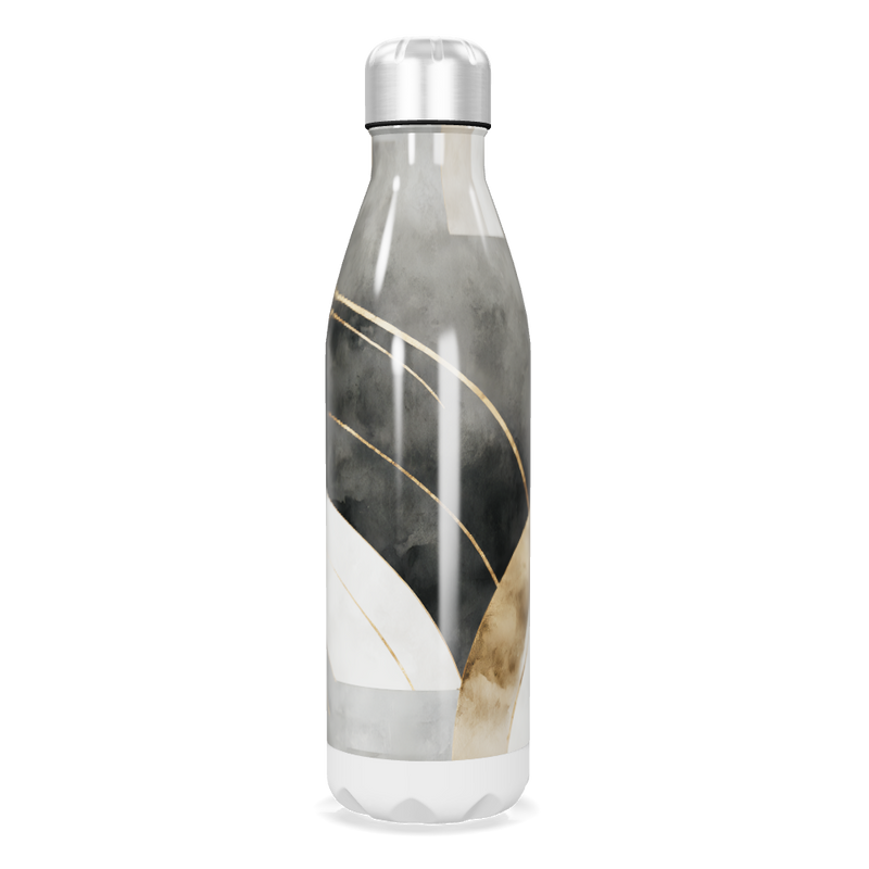 Garrafa Inox - Estampa Abstrata Preto Dourado