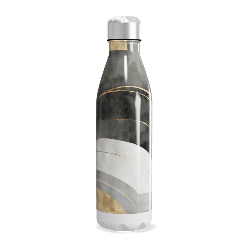 Garrafa Inox - Estampa Abstrata Preto Dourado