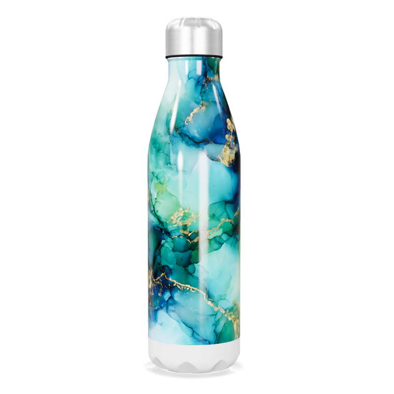 Garrafa Inox - Estampa Mármore Azul