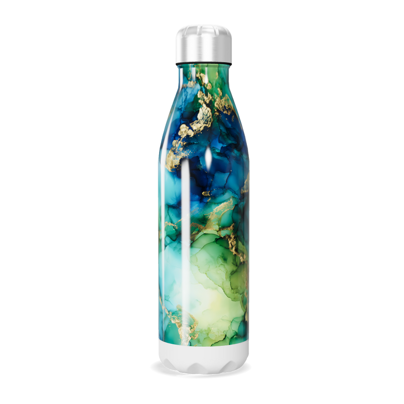 Garrafa Inox - Estampa Mármore Azul