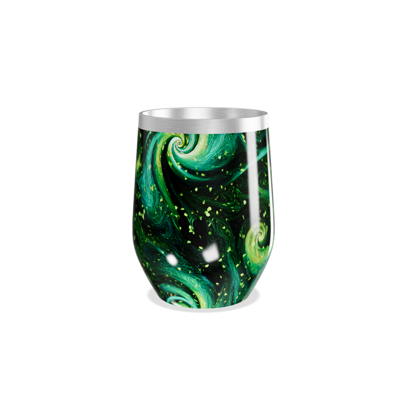 Copo Térmico Slim - Verde com Estampa Abstrata