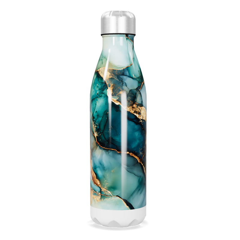 Garrafa Inox - Estampa Mármore Azul