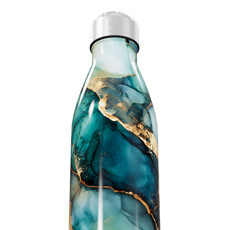 Garrafa Inox - Estampa Mármore Azul