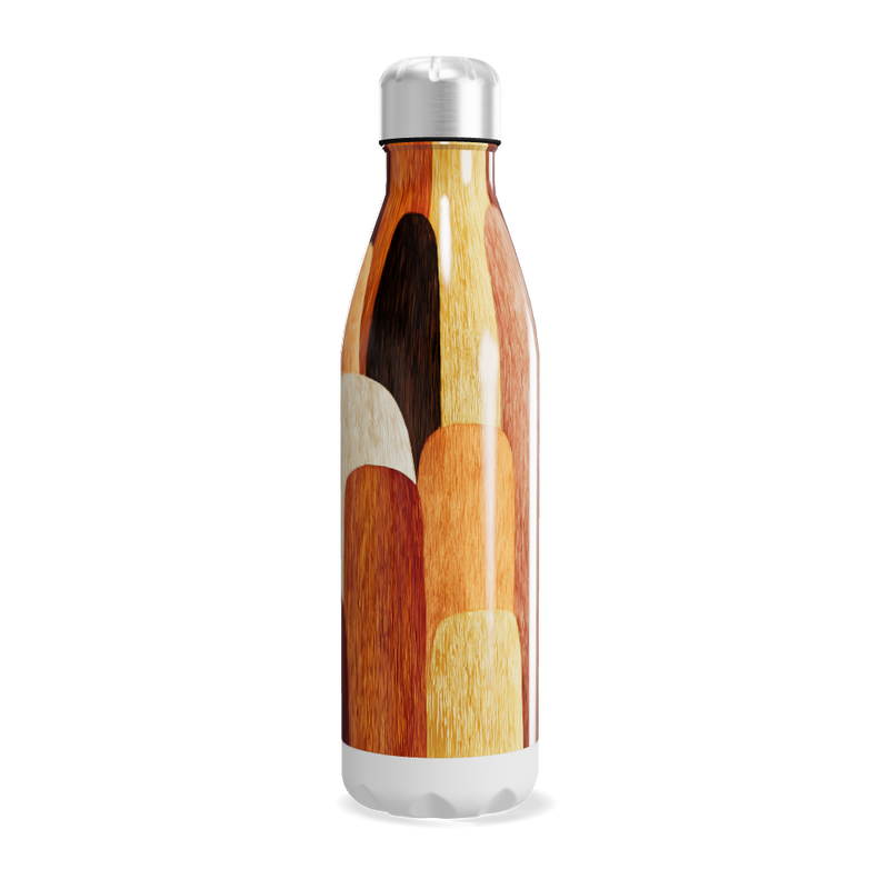 Garrafa Inox - Estampa Madeira Colorida