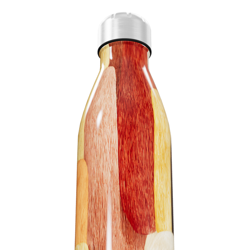 Garrafa Inox - Estampa Madeira Colorida