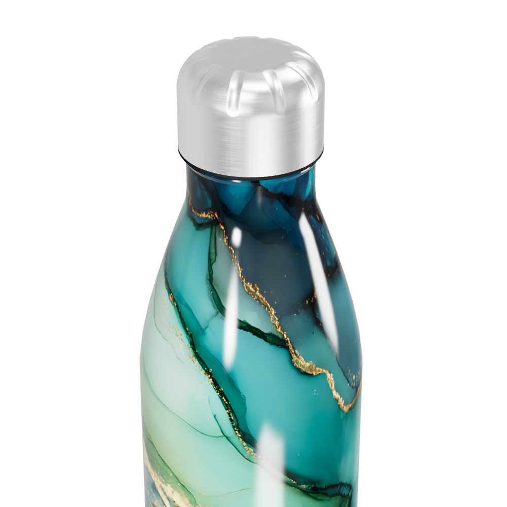 Garrafa Inox - Estampa Mármore Azul