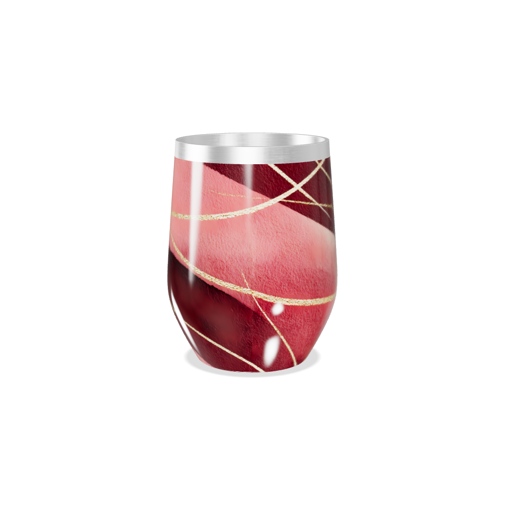 Copo Térmico Slim - Listrado Vermelho e Dourado