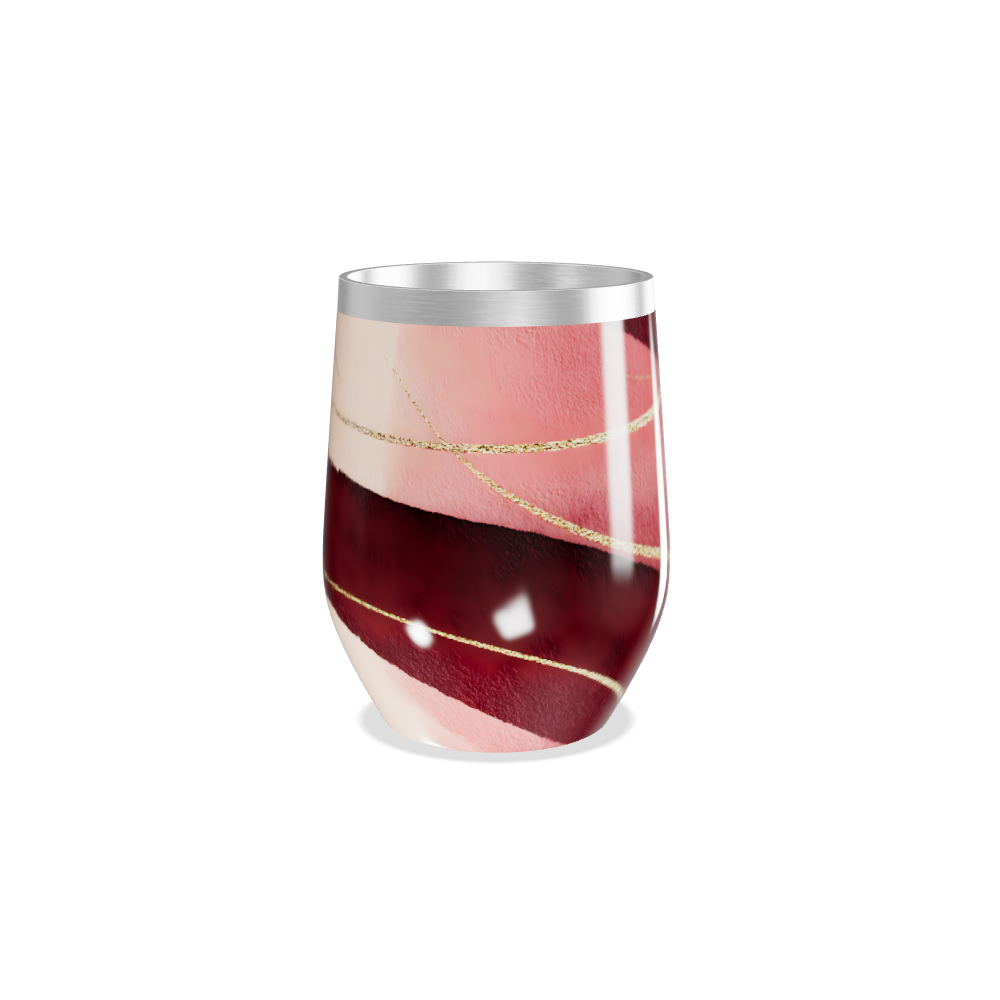 Copo Térmico Slim - Listrado Vermelho e Dourado