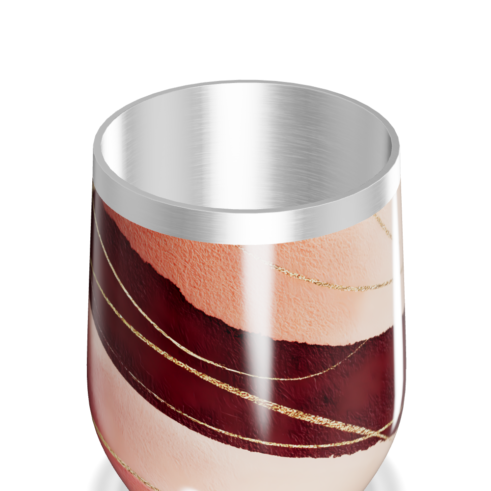 Copo Térmico Slim - Listrado Vermelho e Dourado