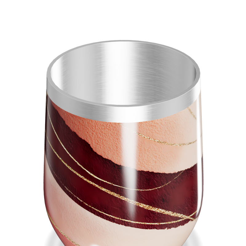 Copo Térmico Slim - Listrado Vermelho e Dourado