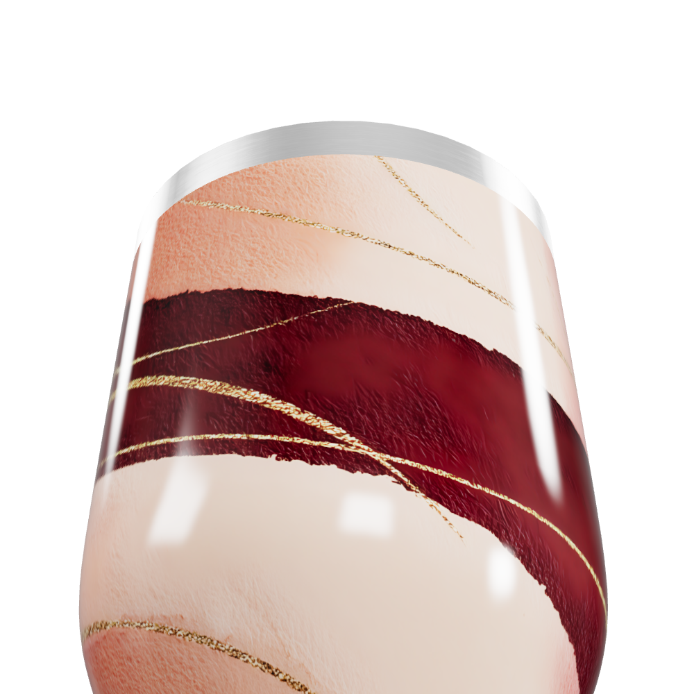 Copo Térmico Slim - Listrado Vermelho e Dourado