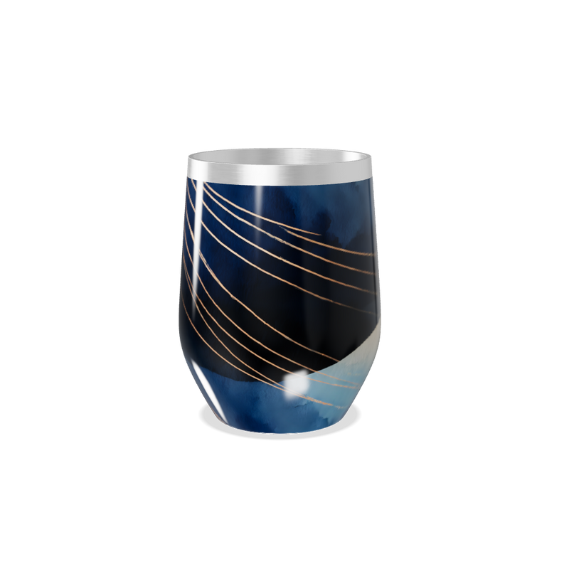 Copo Térmico Slim - Azul com Linhas Douradas