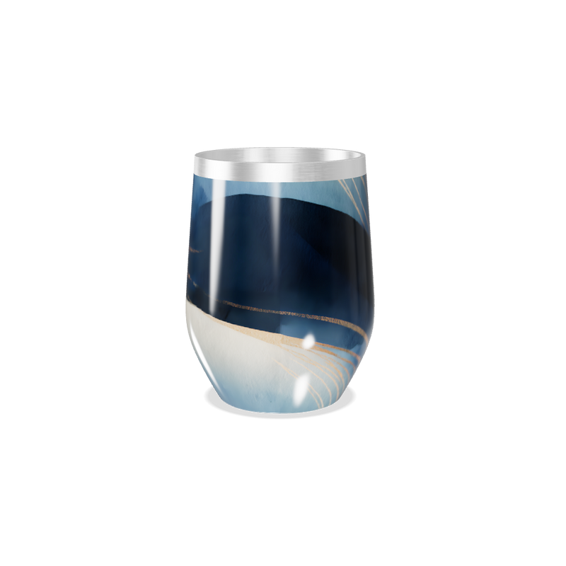 Copo Térmico Slim - Azul com Linhas Douradas