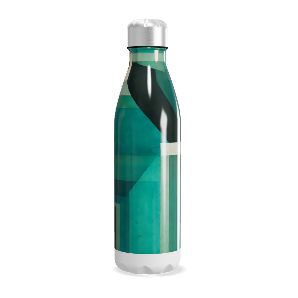 Garrafa Inox Verde - Design Geométrico