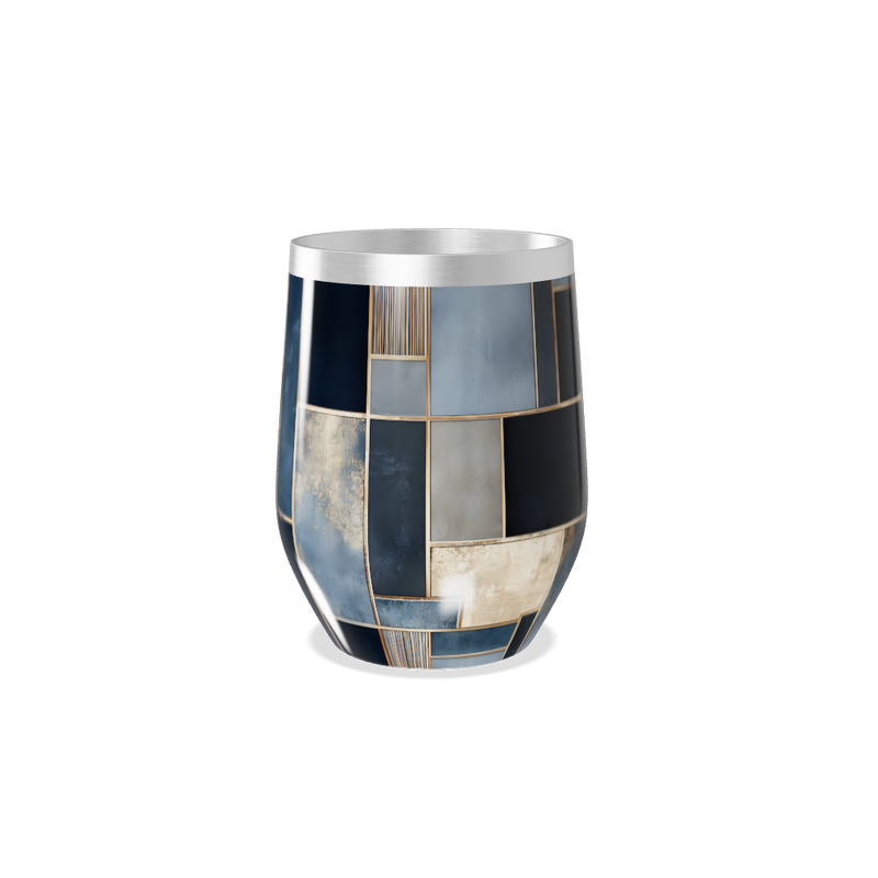 Copo Térmico Slim - Azul Geométrico Aço Inox