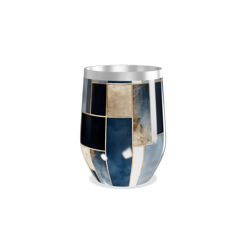 Copo Térmico Slim - Azul Geométrico Aço Inox