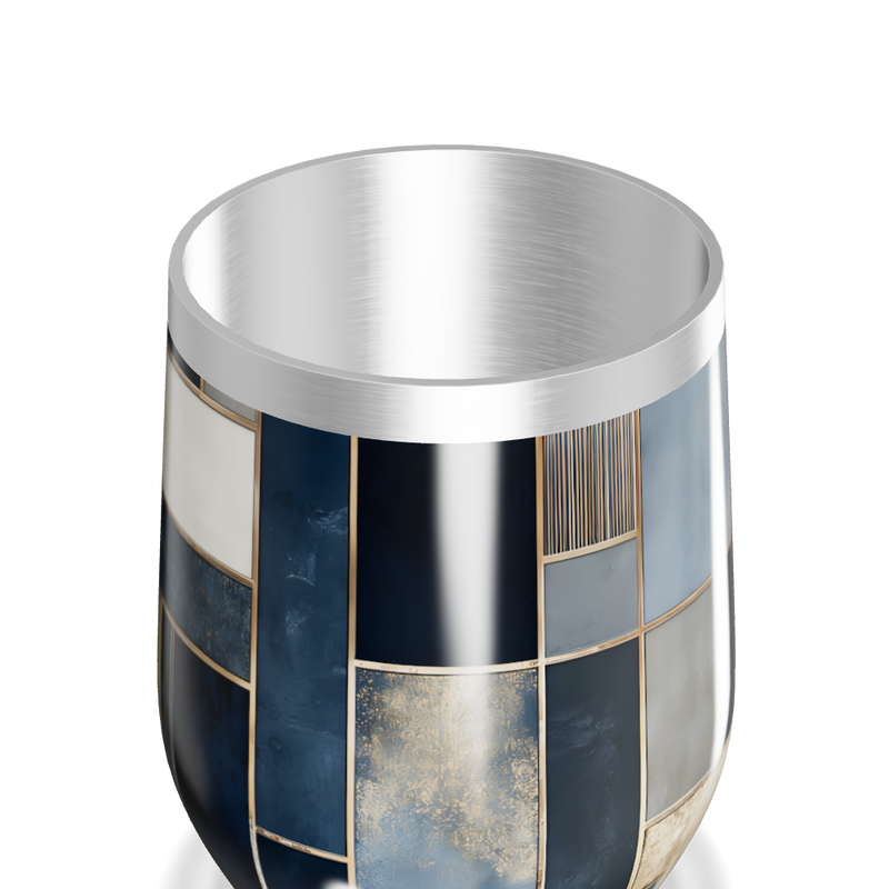 Copo Térmico Slim - Azul Geométrico Aço Inox