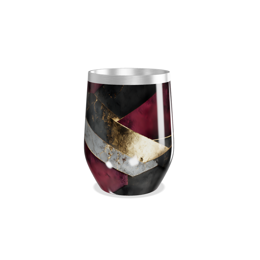 Copo Térmico Slim - Mármore Vinho e Dourado