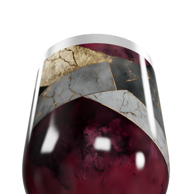 Copo Térmico Slim - Mármore Vinho e Dourado