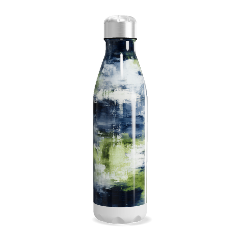Garrafa Inox - Estampa Azul Verde Abstrata