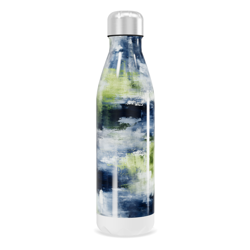 Garrafa Inox - Estampa Azul Verde Abstrata