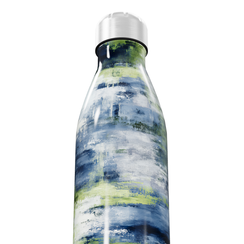 Garrafa Inox - Estampa Azul Verde Abstrata